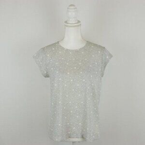 Forever 21 Women's Small Cream Black Polka Dot Crewneck Cap Sleeve Blouse